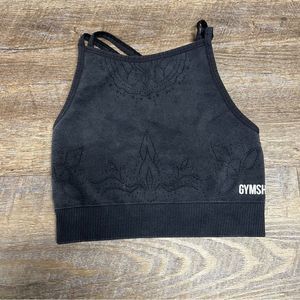 Gymshark Sports Bra Women's XS Charcoal Grey Studio Seamless Workout Spellout